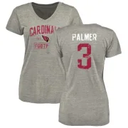 Carson Palmer Women's Arizona Cardinals Heather Gray Distressed Name & Number Tri-Blend V-Neck T-Shirt