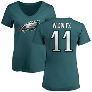 Carson Wentz Women's Philadelphia Eagles Name & Number Logo Slim Fit T-Shirt - Green