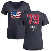 Carter Hart Women's Philadelphia Flyers Name and Number Banner Wave V-Neck T-Shirt - Navy