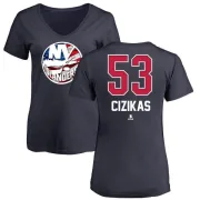 Casey Cizikas Women's New York Islanders Name and Number Banner Wave V-Neck T-Shirt - Navy