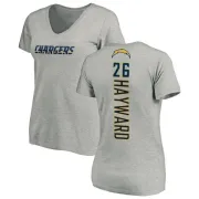 Casey Hayward Women's Los Angeles Chargers Name & Number Slim Fit V-Neck T-Shirt - Heather Gray