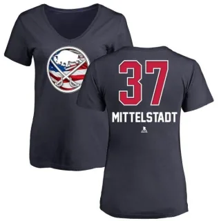 Casey Mittelstadt Women's Buffalo Sabres Name and Number Banner Wave V-Neck T-Shirt - Navy