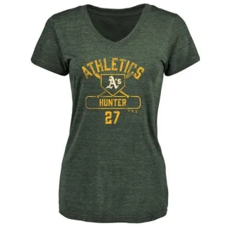 Catfish Hunter Women's Oakland Athletics Base Runner Tri-Blend T-Shirt - Green