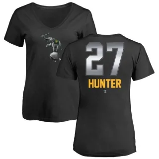 Catfish Hunter Women's Oakland Athletics Midnight Mascot V-Neck T-Shirt - Black