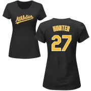 Catfish Hunter Women's Oakland Athletics Name & Number T-Shirt - Black