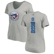 Cavan Biggio Women's Toronto Blue Jays Backer Slim Fit T-Shirt - Ash