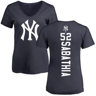CC Sabathia Women's New York Yankees Backer Slim Fit T-Shirt - Navy