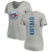 Cecil Fielder Women's Toronto Blue Jays Backer Slim Fit T-Shirt - Ash