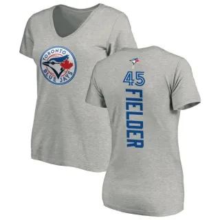 Cecil Fielder Women's Toronto Blue Jays Backer Slim Fit T-Shirt - Ash