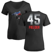 Cecil Fielder Women's Toronto Blue Jays Midnight Mascot V-Neck T-Shirt - Black