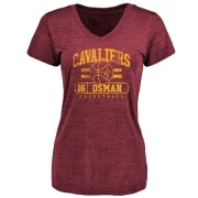 Cedi Osman Women's Cleveland Cavaliers Maroon Baseline Tri-Blend T-Shirt