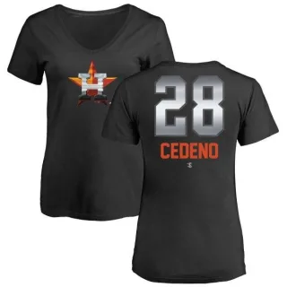 Cesar Cedeno Women's Houston Astros Midnight Mascot V-Neck T-Shirt - Black