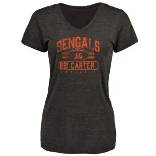 Cethan Carter Women's Cincinnati Bengals Flanker Tri-Blend T-Shirt - Black