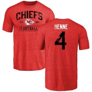 Chad Henne Kansas City Chiefs Red Distressed Name & Number Tri-Blend T-Shirt