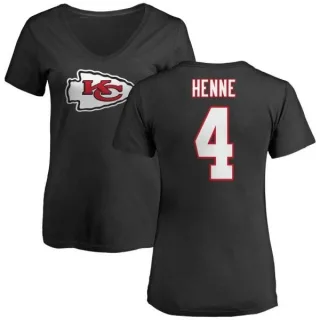 Chad Henne Women's Kansas City Chiefs Name & Number Logo Slim Fit T-Shirt - Black