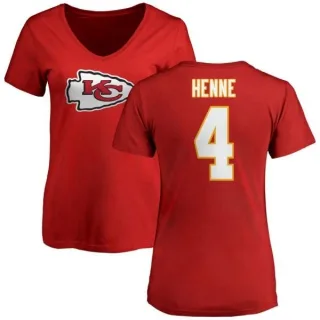 Chad Henne Women's Kansas City Chiefs Name & Number Logo Slim Fit T-Shirt - Red