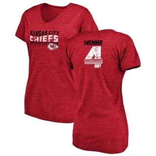 Chad Henne Women's Kansas City Chiefs Retro Tri-Blend V-Neck T-Shirt - Red