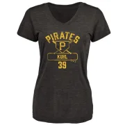 Chad Kuhl Women's Pittsburgh Pirates Base Runner Tri-Blend T-Shirt - Black