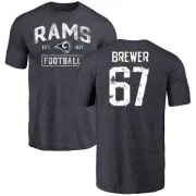 Chandler Brewer Los Angeles Rams Distressed Name & Number Tri-Blend T-Shirt - Navy