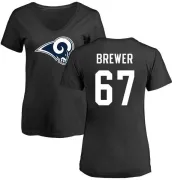 Chandler Brewer Women's Los Angeles Rams Name & Number Logo Slim Fit T-Shirt - Black