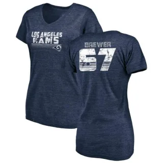 Chandler Brewer Women's Los Angeles Rams Retro Tri-Blend V-Neck T-Shirt - Navy