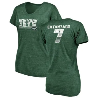 Chandler Catanzaro Women's New York Jets Retro Tri-Blend V-Neck T-Shirt - Green