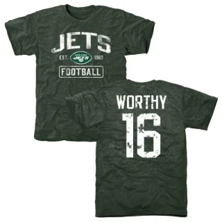 Chandler Worthy New York Jets Green Distressed Name & Number Tri-Blend T-Shirt