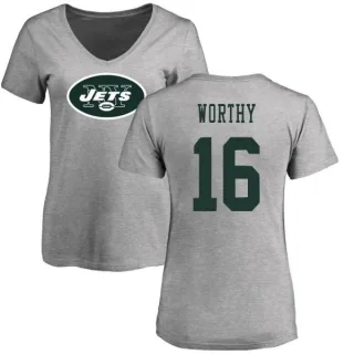 Chandler Worthy Women's New York Jets Name & Number Logo Slim Fit T-Shirt - Ash