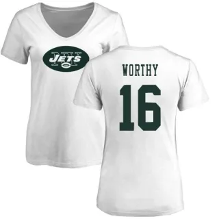 Chandler Worthy Women's New York Jets Name & Number Logo Slim Fit T-Shirt - White