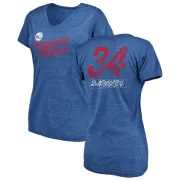 Charles Barkley Women's Philadelphia 76ers Royal Sideline Tri-Blend V-Neck T-Shirt