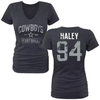 Charles Haley Women's Dallas Cowboys Name & Number Tri-Blend T-Shirt - Navy