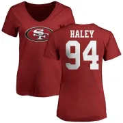 Charles Haley Women's San Francisco 49ers Name & Number Logo Slim Fit T-Shirt - Red