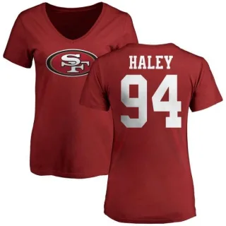 Charles Haley Women's San Francisco 49ers Name & Number Logo Slim Fit T-Shirt - Red