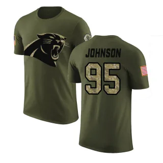 Charles Johnson Carolina Panthers Olive Salute to Service Legend T-Shirt