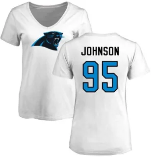 Charles Johnson Women's Carolina Panthers Name & Number Logo Slim Fit T-Shirt - White