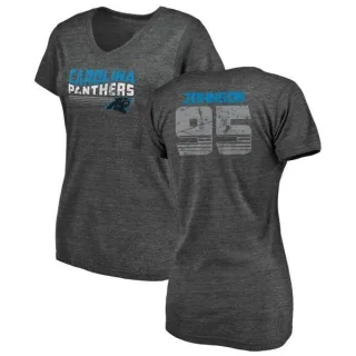 Charles Johnson Women's Carolina Panthers Retro Tri-Blend V-Neck T-Shirt - Black