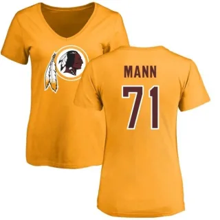 Charles Mann Women's Washington Redskins Name & Number Logo Slim Fit T-Shirt - Gold