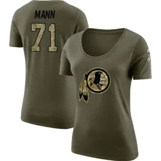 Charles Mann Women's Washington Redskins Salute to Service Olive Legend Scoop Neck T-Shirt