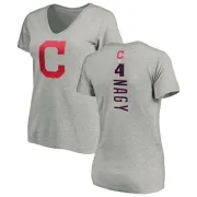 Charles Nagy Women's Cleveland Indians Backer Slim Fit T-Shirt - Ash