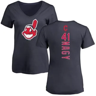 Charles Nagy Women's Cleveland Indians Backer Slim Fit T-Shirt - Navy