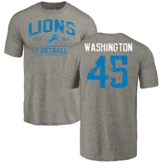 Charles Washington Detroit Lions Gray Distressed Name & Number Tri-Blend T-Shirt
