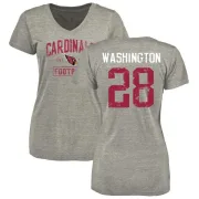 Charles Washington Women's Arizona Cardinals Heather Gray Distressed Name & Number Tri-Blend V-Neck T-Shirt