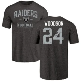 Charles Woodson Oakland Raiders Black Distressed Name & Number Tri-Blend T-Shirt