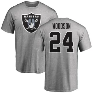 Charles Woodson Oakland Raiders Name & Number Logo T-Shirt - Ash