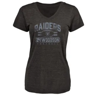 Charles Woodson Women's Oakland Raiders Flanker Tri-Blend T-Shirt - Black