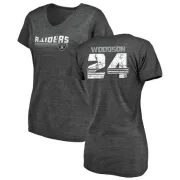 Charles Woodson Women's Oakland Raiders Retro Tri-Blend V-Neck T-Shirt - Black