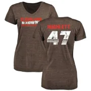 Charley Hughlett Women's Cleveland Browns Retro Tri-Blend V-Neck T-Shirt - Brown