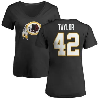 Charley Taylor Women's Washington Redskins Name & Number Logo Slim Fit T-Shirt - Black