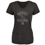 Charlie Blackmon Women's Colorado Rockies Base Runner Tri-Blend T-Shirt - Black