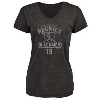 Charlie Blackmon Women's Colorado Rockies Base Runner Tri-Blend T-Shirt - Black